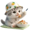 Эмодзи Котик в шляпе ананасе
