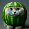 Эмодзи кот в арбузе