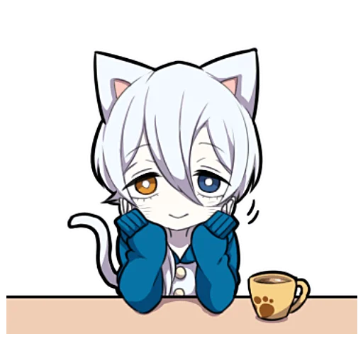 Эмодзи Белый котёнок ч.1