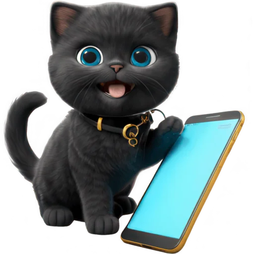 Эмодзи Черный котенок