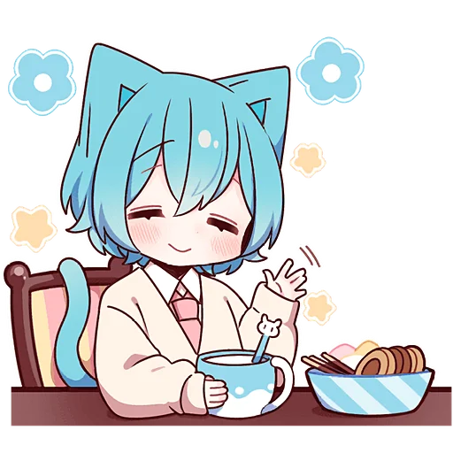 Эмодзи Голубой котик 2