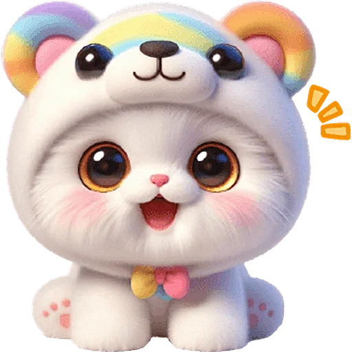 Эмодзи Радужный мяу мишка