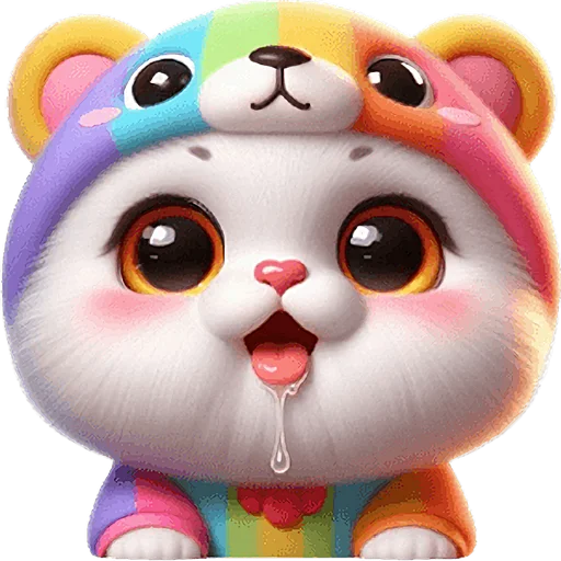 Эмодзи Радужный мяу мишка