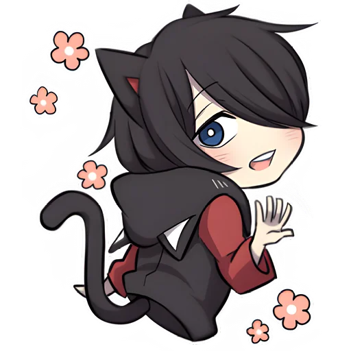 Эмодзи Черный котенок 2