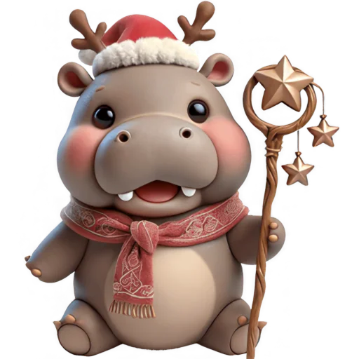 Эмодзи Новогодний Бегемотик 3
