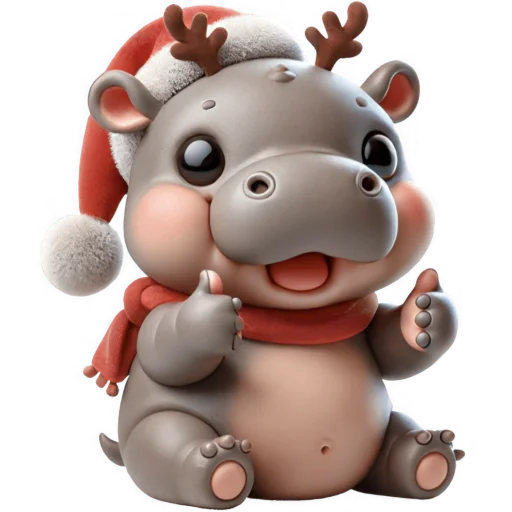 Эмодзи Новогодний Бегемотик 3
