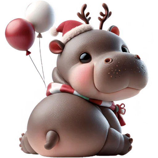 Эмодзи Новогодний Бегемотик 3