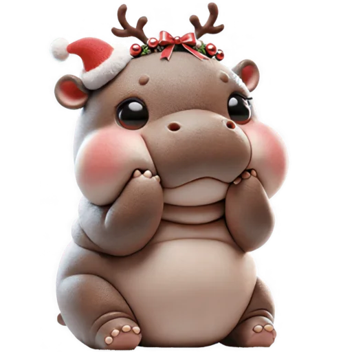 Эмодзи Новогодний Бегемотик 3