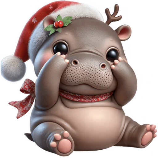 Эмодзи Новогодний Бегемотик 3
