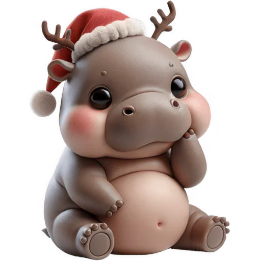 Эмодзи Новогодний Бегемотик 3