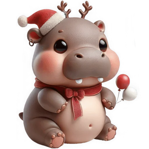 Эмодзи Новогодний Бегемотик 3