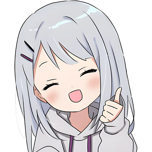 Эмодзи Худи тян серая