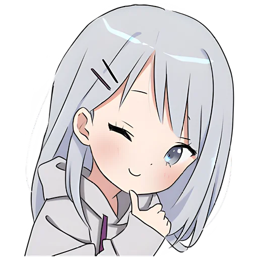 Эмодзи Худи тян серая