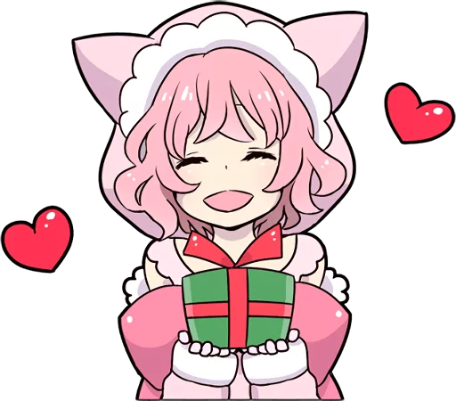 Эмодзи Cat Girls - MerryX'mas and HappyNewYear