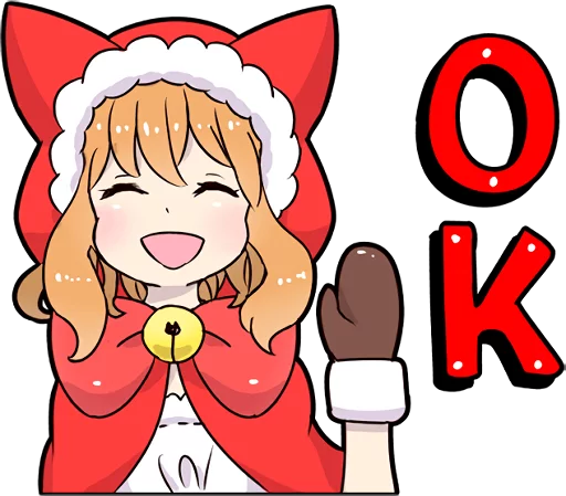 Эмодзи Cat Girls - MerryX'mas and HappyNewYear