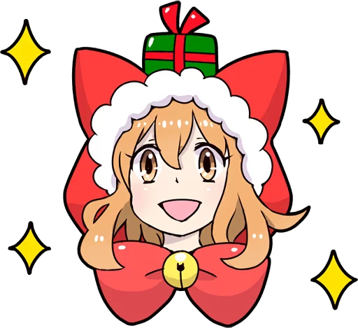 Эмодзи Cat Girls - MerryX'mas and HappyNewYear