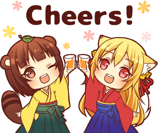 Эмодзи Tanuki & Fox girl