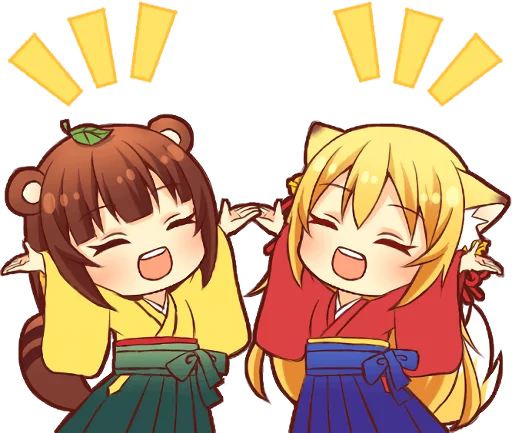Эмодзи Tanuki & Fox girl