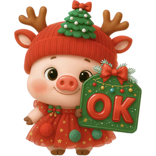 Эмодзи Новогодняя свинка