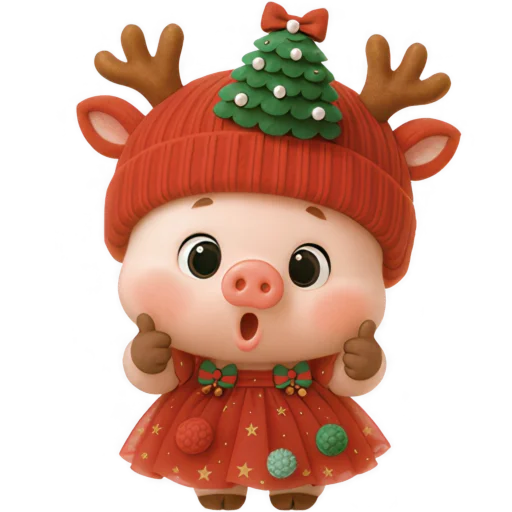 Эмодзи Новогодняя свинка