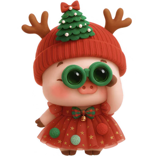 Эмодзи Новогодняя свинка