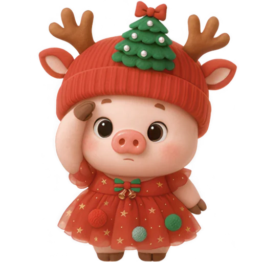 Эмодзи Новогодняя свинка