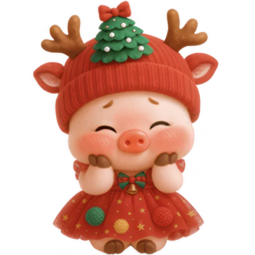 Эмодзи Новогодняя свинка