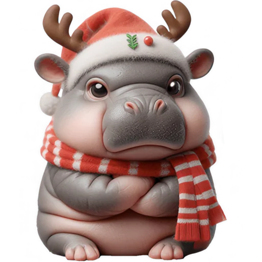 Эмодзи Новогодний Бегемотик 2026