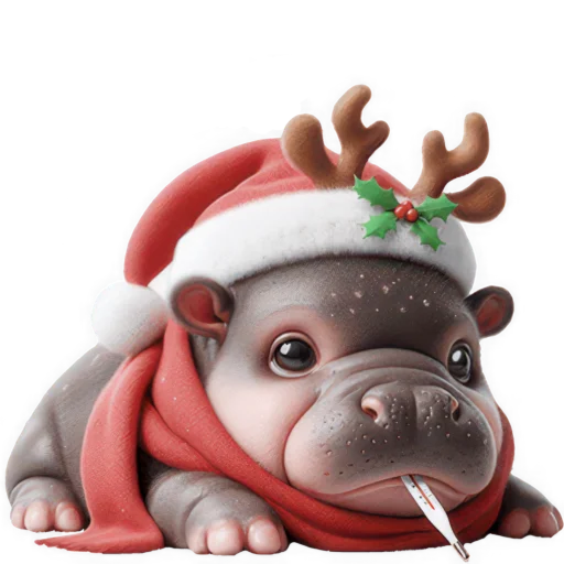 Эмодзи Новогодний Бегемотик 2026