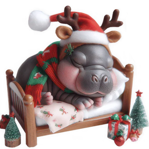 Эмодзи Новогодний Бегемотик 2026