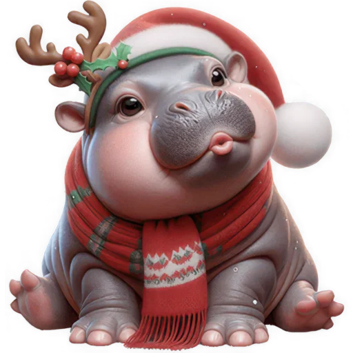 Эмодзи Новогодний Бегемотик 2026