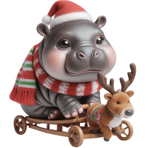 Эмодзи Новогодний Бегемотик 2026