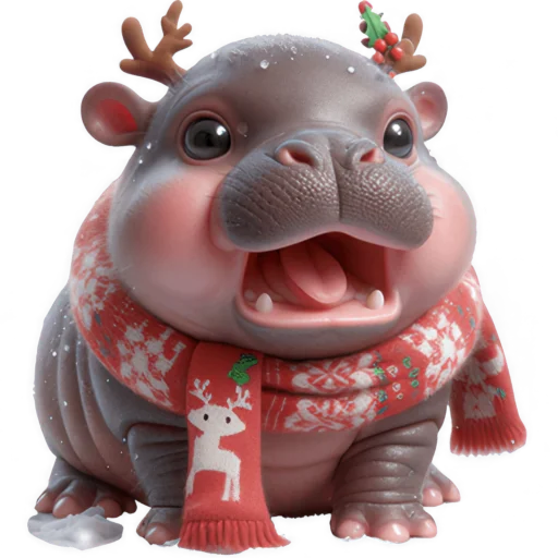 Эмодзи Новогодний Бегемотик 2026