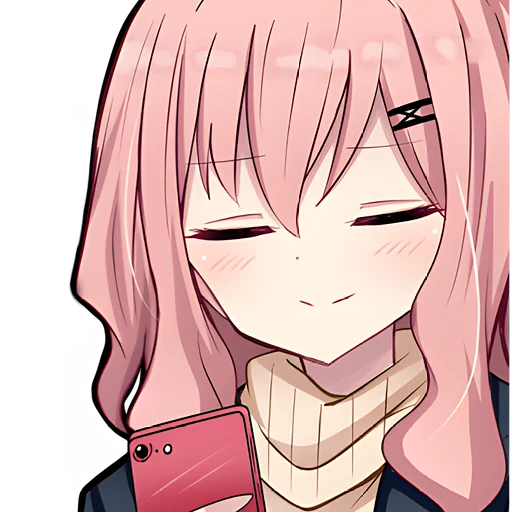 Эмодзи Розоволосая тян