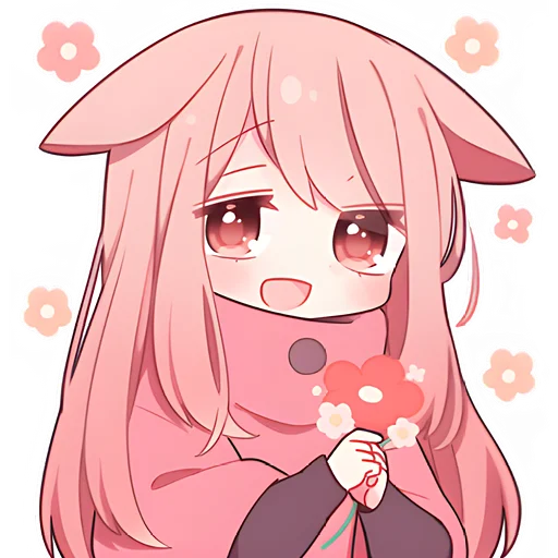 Эмодзи Розовая зайка