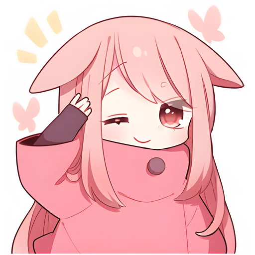 Эмодзи Розовая зайка