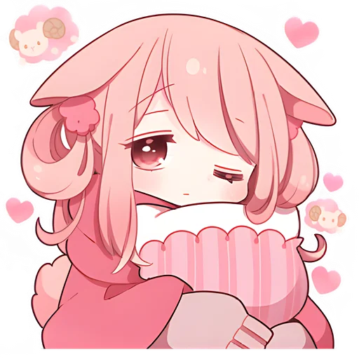 Эмодзи Розовая зайка