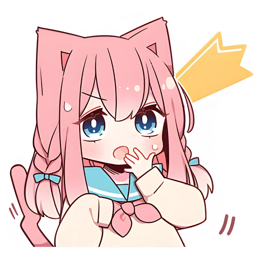 Эмодзи Розовая кошка-тян