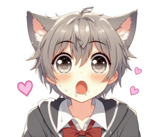 Эмодзи anime cats love