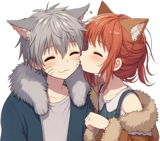Эмодзи anime cats love