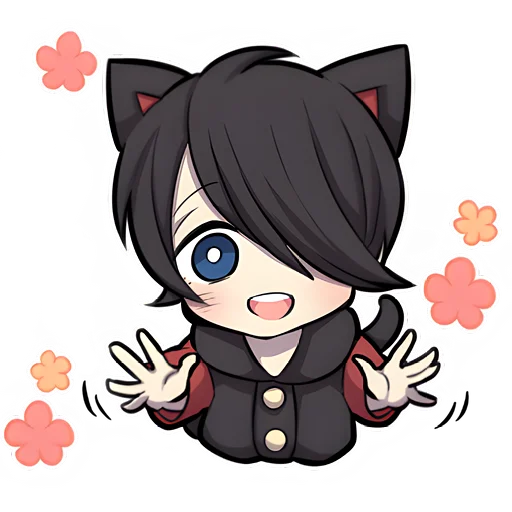 Эмодзи Чёрный котёнок 3