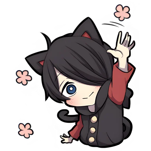 Эмодзи Чёрный котёнок 3