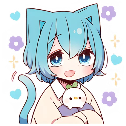 Эмодзи Голубой котик-кун