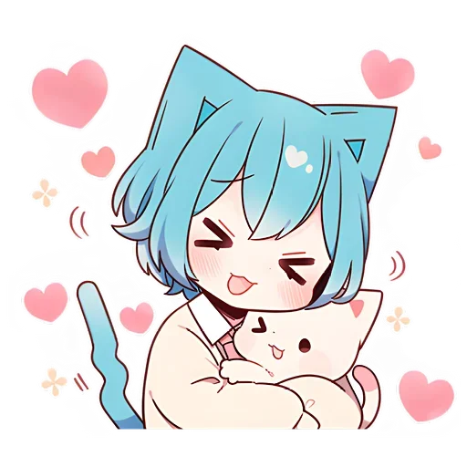 Эмодзи Голубой котик-кун