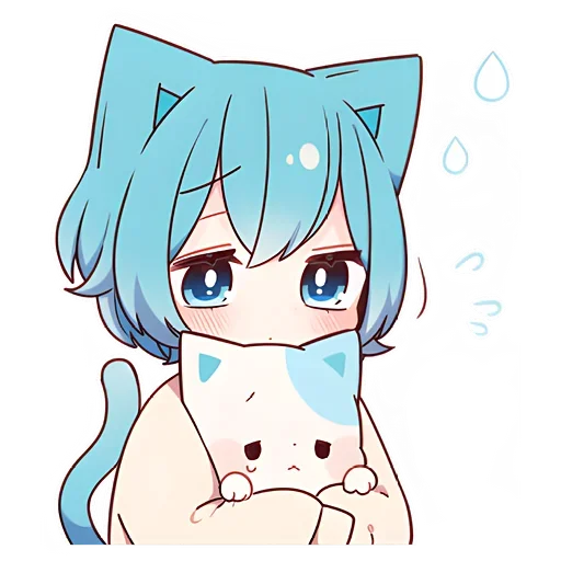 Эмодзи Голубой котик-кун