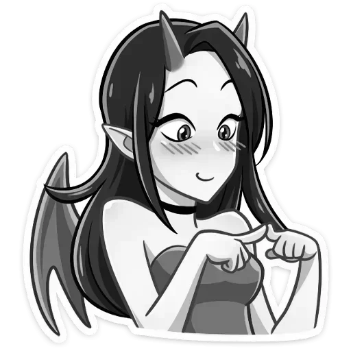 Эмодзи Дьяволица Чернобелая