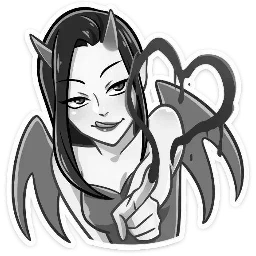 Эмодзи Дьяволица Чернобелая