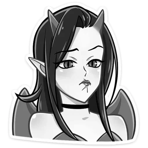 Эмодзи Дьяволица Чернобелая