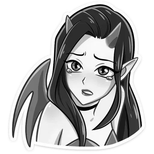 Эмодзи Дьяволица Чернобелая