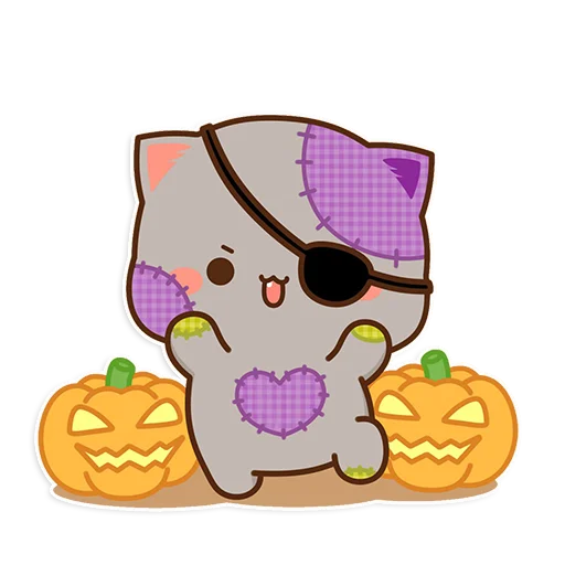 Эмодзи mochi peach cats - Halloween